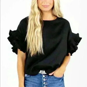 CeCe Ruffle Sleeves Dress Shirt
